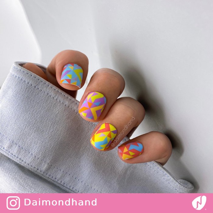 Colorful Geometric Stamped Nails
